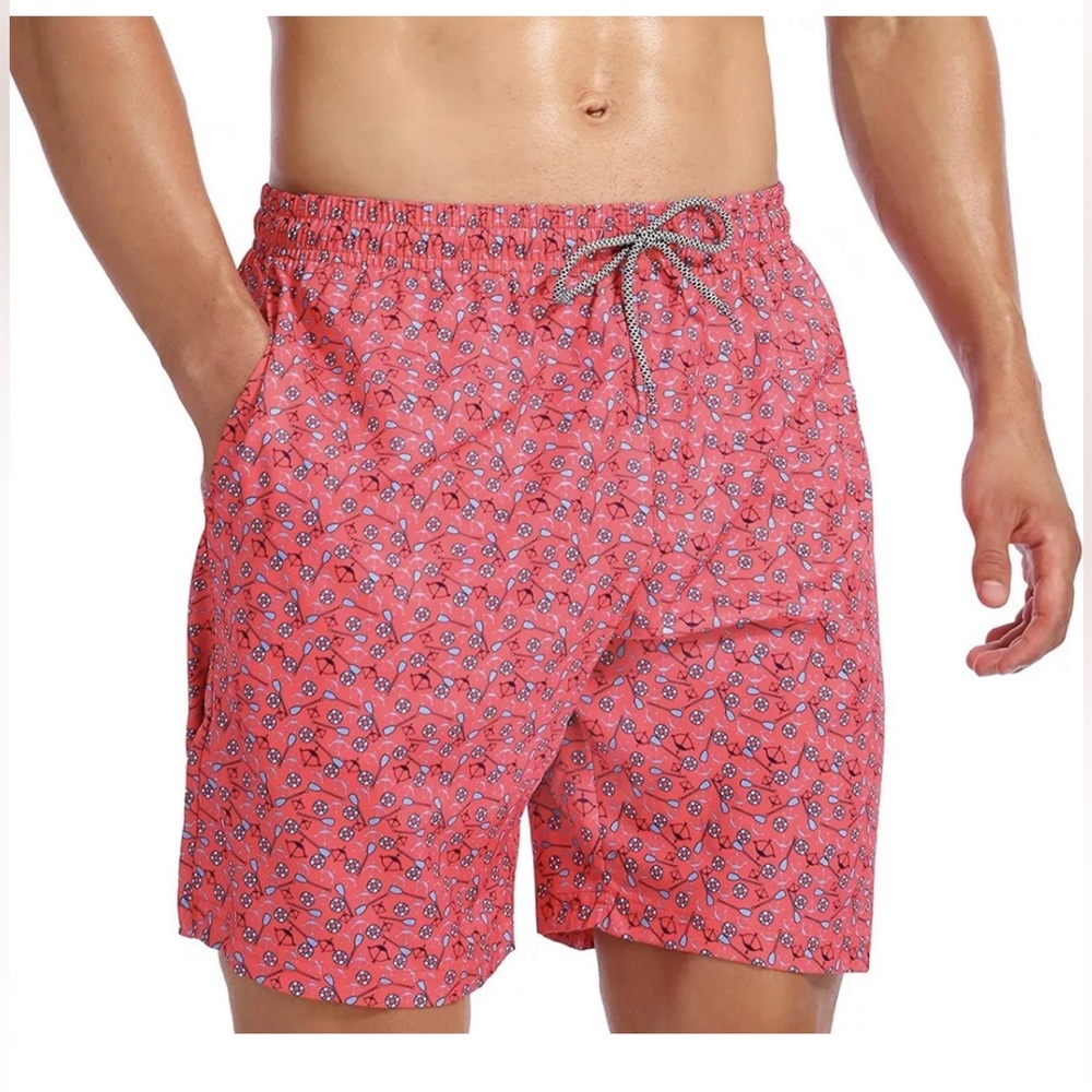 Biwisy Quick Dry Nautical Swim Trunks Red - 2XL